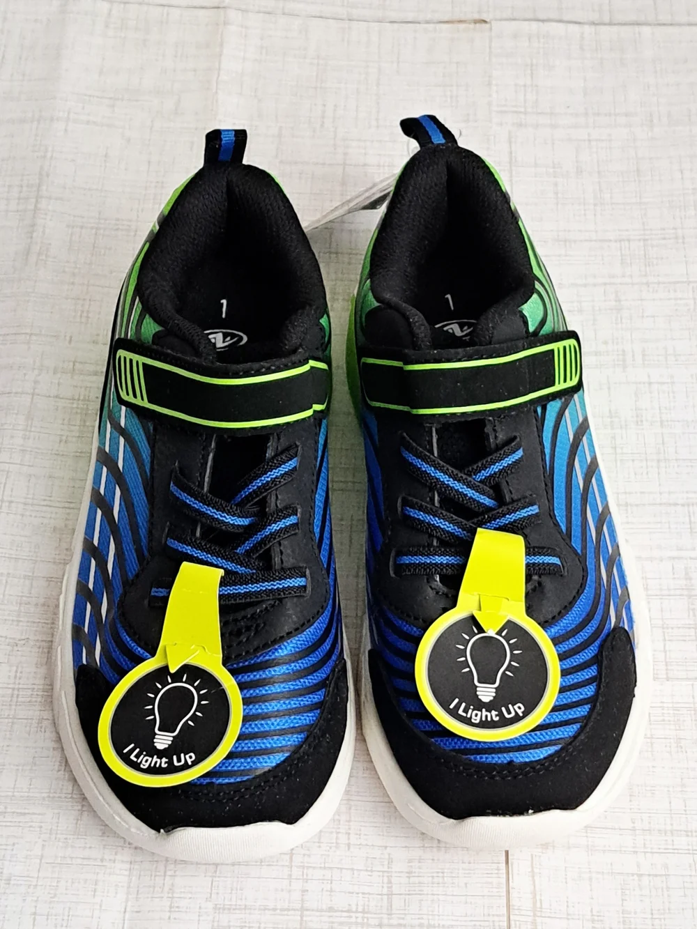 Athletic Works Kids Light-Up Sneakers - Blue, Green & Black